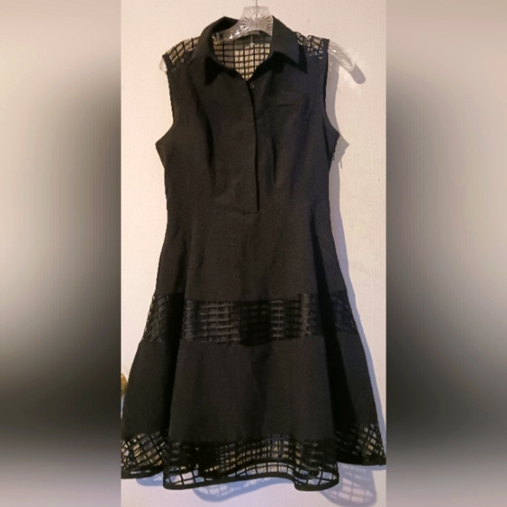Signature Collection Black Dress Full Skirt. Sleeveless Small Petite‎ Above Knee